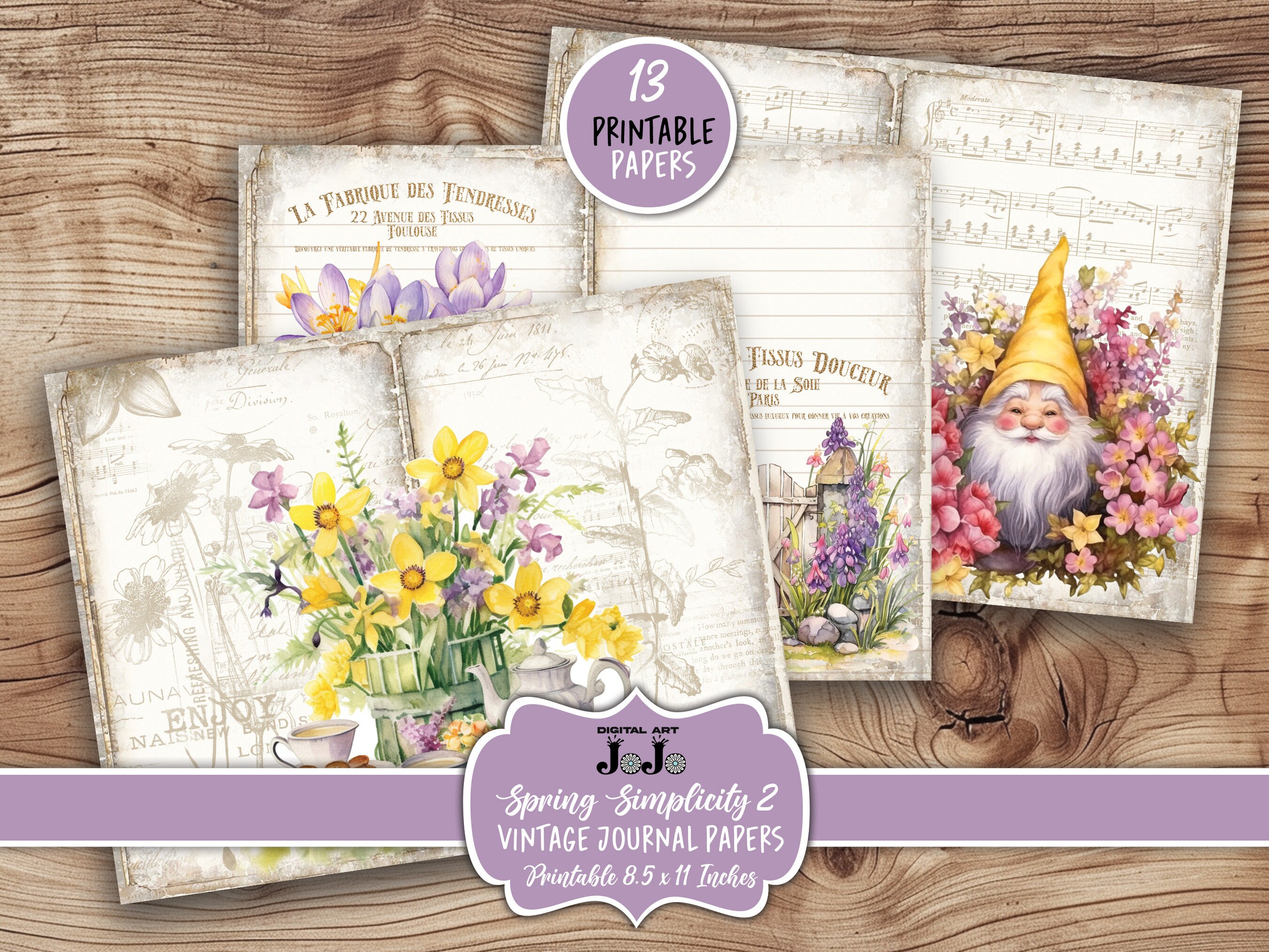 Spring Flowers Junk Journal Printable Papers, Vintage Floral Pages ...
