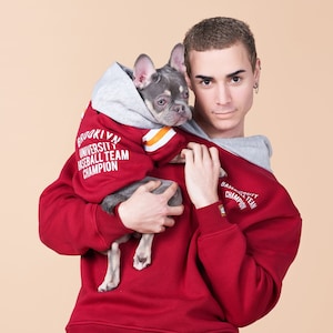 Dog Clothes, Dog & Human Matching Hoodie Set - Brooklyn Burgundy - Oversize Sweatshirt Set - SalyaStoreCo