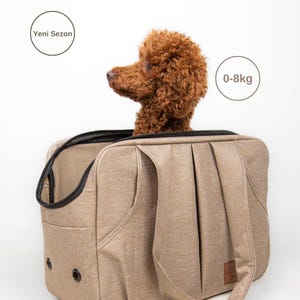 Flybag Dog Carrier Bag - Denim Travel Pet Bag for Small Dogs (0-8kg), 3 Pockets, Puppy Sling Carrier, Shoulder Dog Bag for Walks & Vet Trips