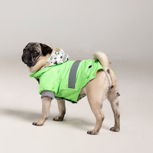 Neon Green Design Dog Coat - For Small Breeds (0-15kg)- Dog Raincoat - Dog Clothing - SalyaStoreCo
