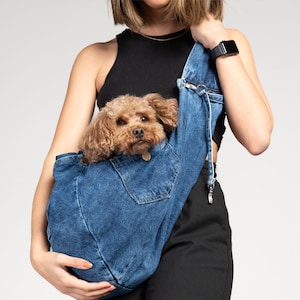 Denim Pet Carrier Dog Bag SalyaStoreCo image 1
