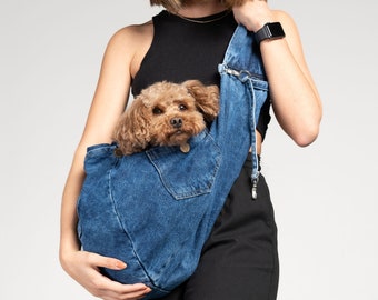 Denim-Transporttasche für Haustiere – Hundetasche – SalyaStoreCo