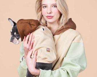Dog clothe, Dog & Human Matching Hoodie Set - Caramel People - Oversize Sweatshirt Set - SalyaStoreCo