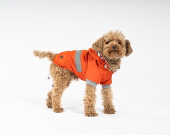 New Orange Design Dog Raincoat - For Small Breeds (0-15kg) - Dog Raincoat - Dog Clothes - Dog Clothing - SalyaStoreCo