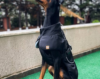 Dog Black Raincoat for medium and large breed dogs 12-55Kg