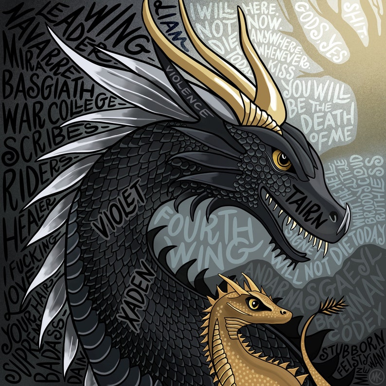 Fourth Wing Illustrated Tairn and Andarna Etsy Hong Kong(02)