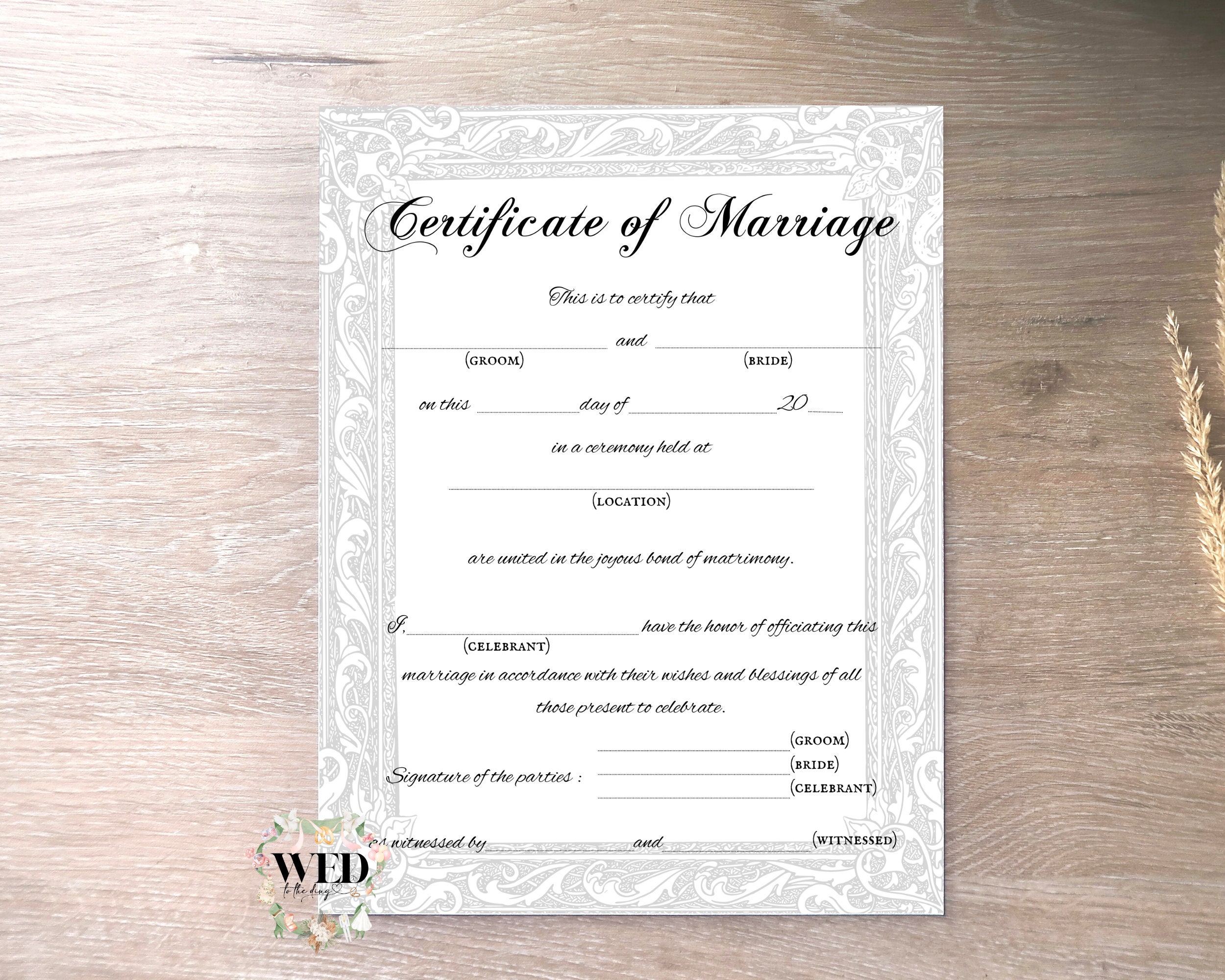 Marriage Certificate Wedding Certificate Vow Renewal - Etsy