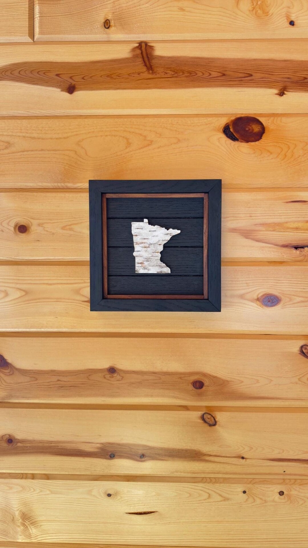Handcrafted Minnesota Wall Art | Oak Frame With Walnut Inlay and Birch ...