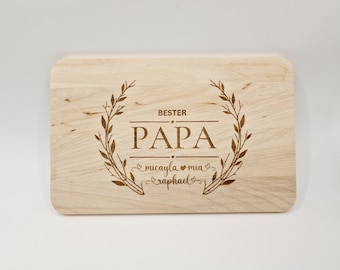 Personalisiertes Frühstücksbrett aus Holz für Papa, Monogram zum Geburtstag oder Vatertag, mit Namen, Geschenk für Vater, Schneidebrett