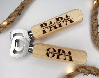 Personalisierter Flaschenöffner für Opa, zum Geburstag oderVatertag, aus Holz mit Namen, Geschenk für Opa, Graviert, Opa, Papa Monogram
