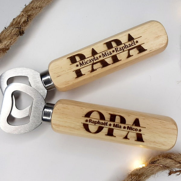Personalisierter Flaschenöffner für Opa, zum Geburstag oderVatertag, aus Holz mit Namen, Geschenk für Opa, Graviert, Opa, Papa Monogram