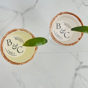 EDIBLE CLEAR Circle Wedding Drink Toppers Initials, Monogram, Clear  Cocktail Topper, Custom Edible Drink Topper, Clear Topper, Drink Toppers 