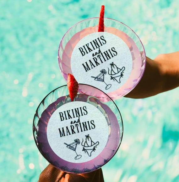 Bikinis and Martinis Bachelorette Custom Drink Toppers, FAST SHIPPING, Martinis and Bikinis Bach, Tequila Bachelorette, Beach bachelorette