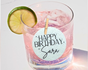 BULK Custom Birthday Cocktail Drink Toppers, FAST SHIPPING, Edible Drink Toppers, Birthday Drink Toppers, 30th birthday, 40th birthday
