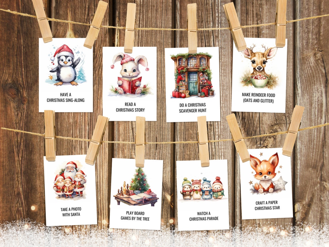 44 Printable Advent Activity Cards, 5 Backgrounds Blank Sheet, Family ...