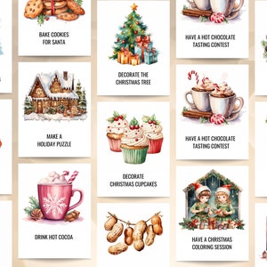 44 Printable Advent Activity Cards, 5 Backgrounds + Blank Sheet, Family ...