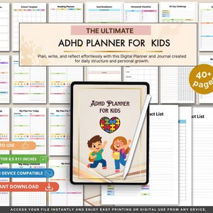 ADHD Planner for Kids, Daily Routine Planner, Focus and Organization Workbook, Executive Function Skills Printable PDF