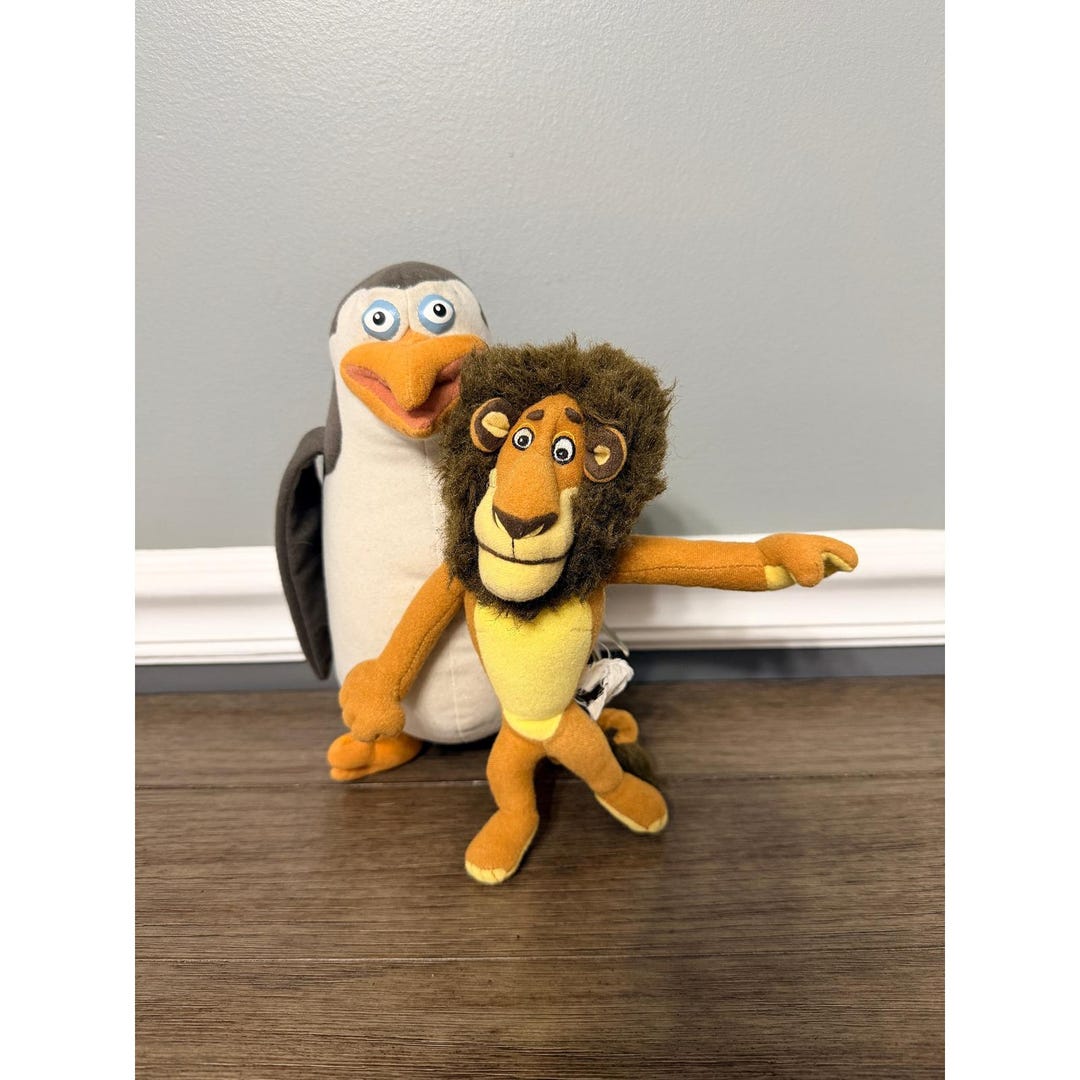 Dreamworks Madagascar Talking Penguin Skipper and Alex the Lion Plush ...