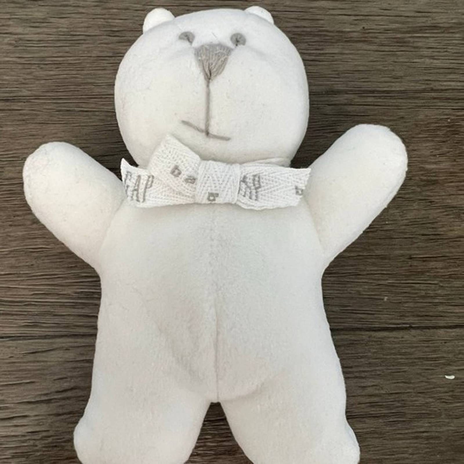 Baby Gap White Velour Teddy Bear Rattle 8