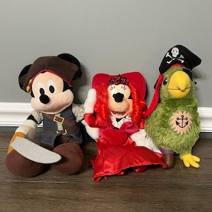 Disney Parks Pirates of the Caribbean Plush Bundle  Mickey Minnie Parrot