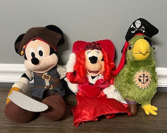 Disney Parks Pirates of the Caribbean Plush Bundle  Mickey Minnie Parrot