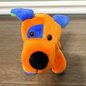 Lee's Babies Orange Dog Blue Eye Patch  Plush Stuffed Animal Toy