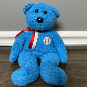 Vintage 2002 Ty Beanie Buddies Addison the Baseball Teddy Bear Plush