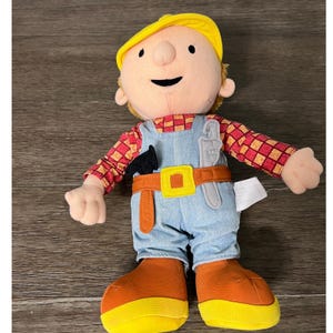Vintage 2001 Bob The Builder Plush Toy Cartoon Character Collectible Kids Gift