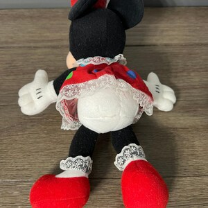 VTG Minnie Mouse in Colorful Polka Dot Dress & Matching Bow Plush image 2