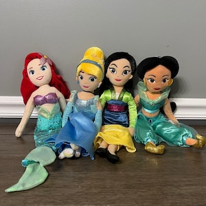 Disney Princess Plush Dolls Ariel Cinderella Mulan Jasmine Kids Toys