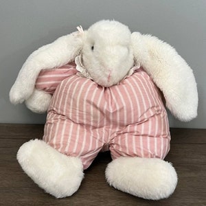 Anco Plump Bunny with Lop Ears & Red/White Stripes Plush Vintage 1993