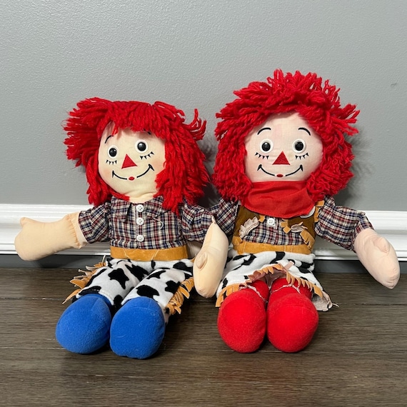 VTG 2001 Applause Raggedy Ann & Andy Dolls Cowboy Cowgirl Plush