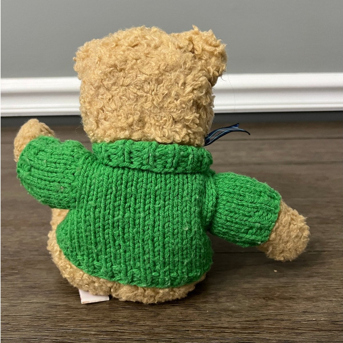 Vintage 1992 TY Classic Teddy Bear Plush With Green Cable Knit