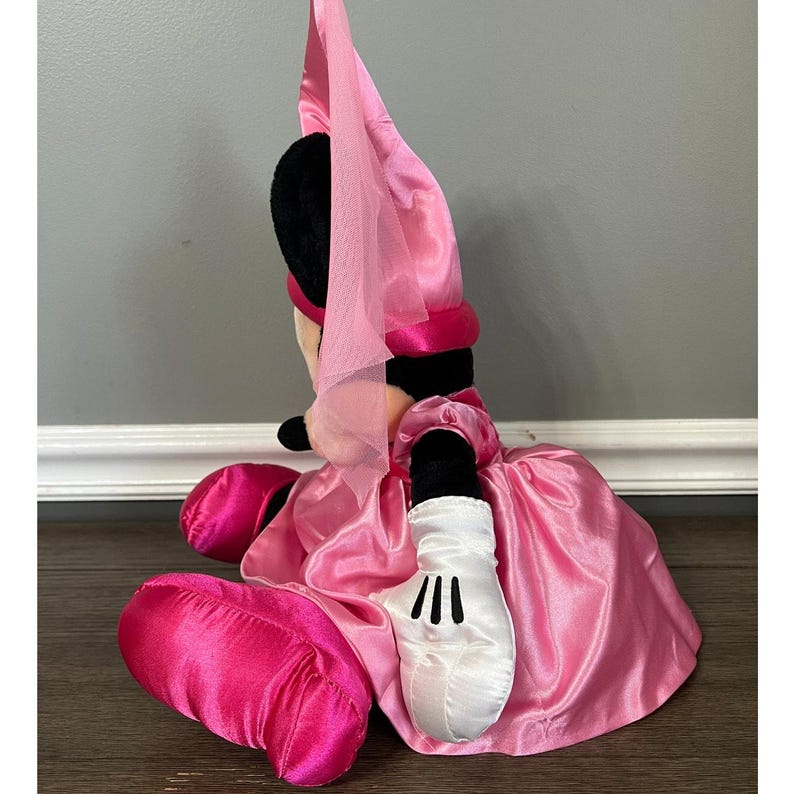 Abito in peluche vintage Disney Minnie Mouse, principessa rosa in raso immagine 2