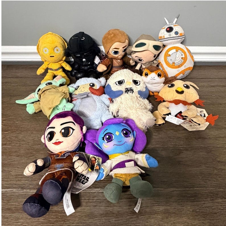 Star Wars Plush Lot Darth Vader Grogu Sabine Wren Hera BB-8 C-3PO Mattel 12pc image 1