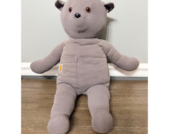Custom Made Memory Carhartt Grey Tee Teddy Bear Plush