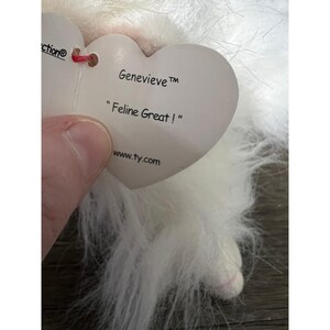 Vtg 2001 TY Attic Treasures Genevieve White Cat Plush Stuffed Animal Toy image 3