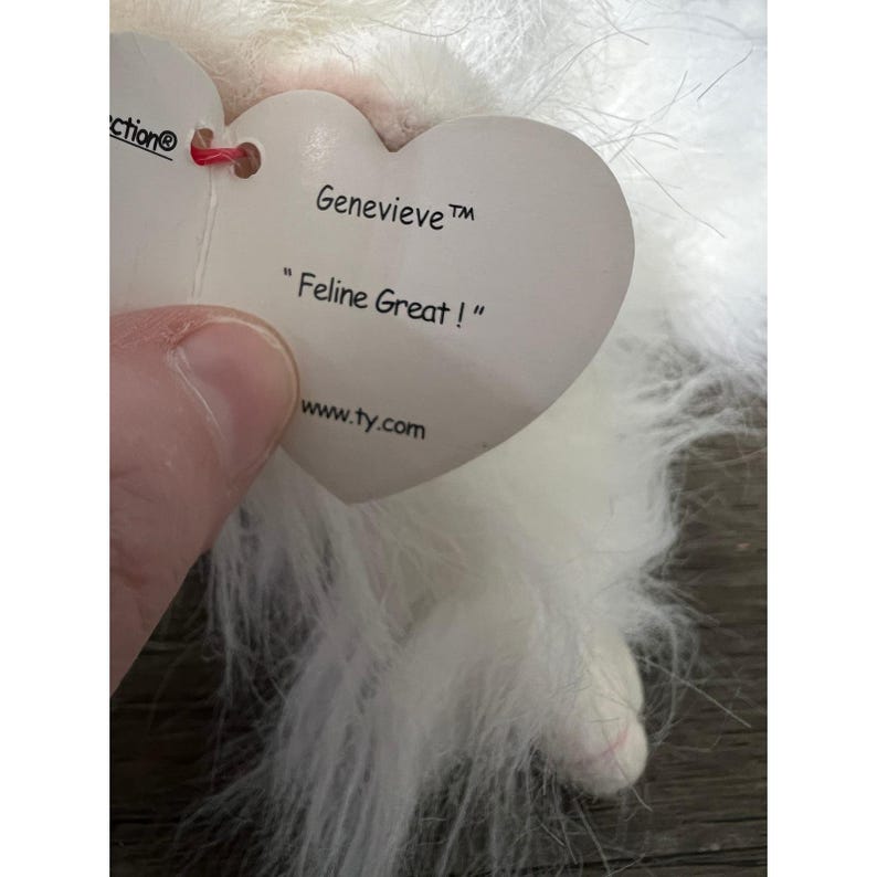 Vtg 2001 TY Attic Treasures Genevieve White Cat Plush Stuffed Animal Toy image 3