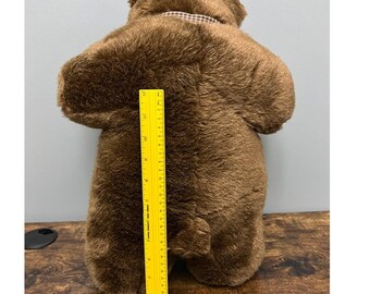 Vintage Walmart Brown Bear With Checkered Scarf Plush - Etsy display picture 1