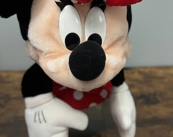 Vintage Applause Minnie Mouse in Red & White Polka Dot Dress Plush Hand Puppet