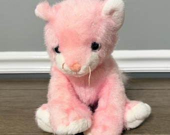 Vintage Ty Classic Kitty Cat Pink GLAMOUR Plush Toy 2003 Sparkle Ribbon
