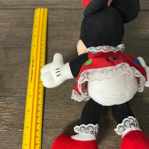 VTG Minnie Mouse in Colorful Polka Dot Dress & Matching Bow Plush image 3