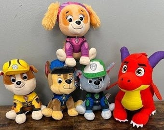 Paw Patrol pluche Lot van 5 Skye Chase Rocky Rubble & Rescue Knights Dragon