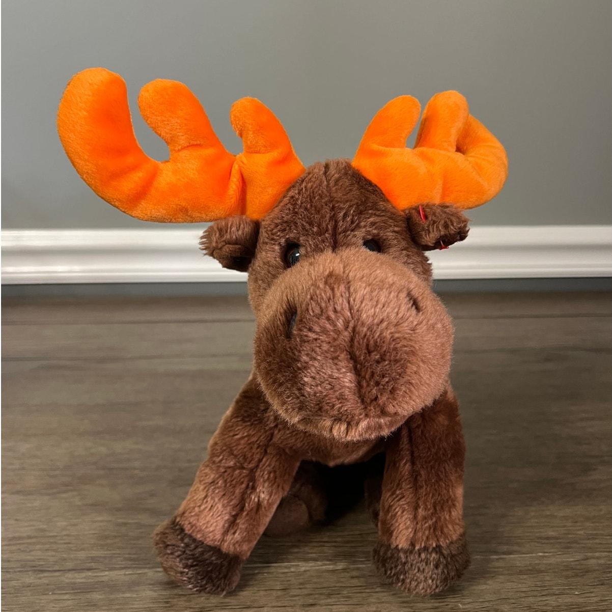 Ty Beanie Buddies Chocolate the Moose Brown Plush Orange Antlers