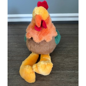 Manhattan Toy Company Rooster Plush Stuffed Animal Chicken Orange Green Bird Toy