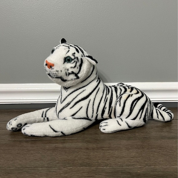 Peluche vintage a forma di tigre bianca, realistico, per la