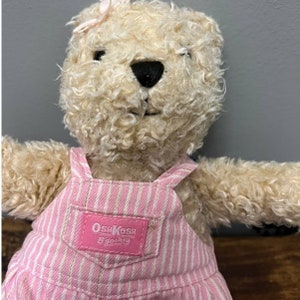 Eden Osh Kosh B'gosh Plush Bear With Pink Striped Overalls - Etsy