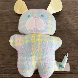 Vintage 1987 Playskool Lil Blankies Pastel Plaid Puppy Plush Satin Back Toy