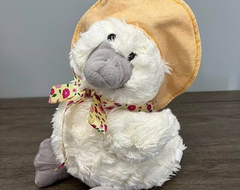 みにくいアヒルの子 ぬいぐるみ絵本 黄色い帽子と花柄のリボン 大きな 