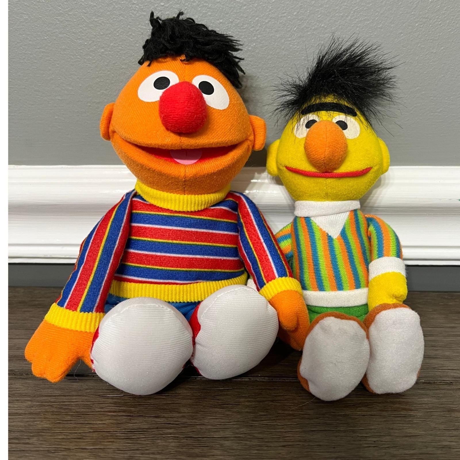 Vintage Sesame Street Plush Bert and Ernie Dolls TYCO Hasbro Kids